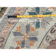 Load image into Gallery viewer, 8&#39;x8&#39; Seared Gray, Extra Soft Wool 200 Kpsi, Armenian Inspired Caucasian Design, Vegetable Dyes, Hand Knotted, Round Oriental Rug FWR518478