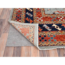 Load image into Gallery viewer, 12&#39;x12&#39; Stormy Sky Gray, Dense Weave And Natural Dyes, All Wool, 200 Kpsi, Armenian Inspired Caucasian Design And Small Bird Figurines, Square Hand Knotted Oriental Rug FWR518490