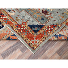 Load image into Gallery viewer, 12&#39;x12&#39; Stormy Sky Gray, Dense Weave And Natural Dyes, All Wool, 200 Kpsi, Armenian Inspired Caucasian Design And Small Bird Figurines, Square Hand Knotted Oriental Rug FWR518490