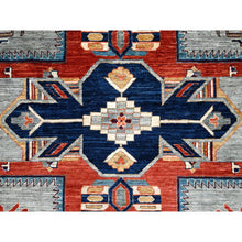 Load image into Gallery viewer, 12&#39;x12&#39; Stormy Sky Gray, Dense Weave And Natural Dyes, All Wool, 200 Kpsi, Armenian Inspired Caucasian Design And Small Bird Figurines, Square Hand Knotted Oriental Rug FWR518490
