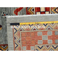 Load image into Gallery viewer, 12&#39;x12&#39; Stormy Sky Gray, Dense Weave And Natural Dyes, All Wool, 200 Kpsi, Armenian Inspired Caucasian Design And Small Bird Figurines, Square Hand Knotted Oriental Rug FWR518490