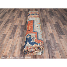 Load image into Gallery viewer, 10&#39;x10&#39; Krypton Gray, Blue Border, Hand Knotted Armenian Inspired Kazak All Over Birds Figurines, 200kpsi, Pure Wool And Natural Dyes, Densely Woven Square Oriental Rug FWR518496