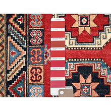 Load image into Gallery viewer, 2&#39;8&quot;x9&#39;9&quot; Bolero Red And Delft Blue, Special Kazak With Colorful Geometric Medallions, Natural Dyes, 100% Wool, Hand Knotted, Runner Oriental Rug FWR518694