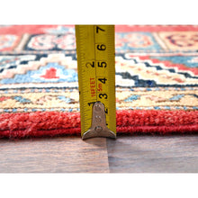 Load image into Gallery viewer, 2&#39;8&quot;x9&#39;9&quot; Bolero Red And Delft Blue, Special Kazak With Colorful Geometric Medallions, Natural Dyes, 100% Wool, Hand Knotted, Runner Oriental Rug FWR518694