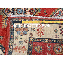 Load image into Gallery viewer, 2&#39;8&quot;x9&#39;6&quot; Lattice Red, Hand Knotted Afghan Special Kazak With Geometric Elements, Natural Dyes Densely Woven, Pure Wool, Runner Oriental Rug FWR518700