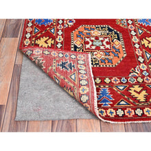 Load image into Gallery viewer, 2&#39;7&quot;x8&#39; Toreador Red, Soft And Velvety Wool, Hand Knotted, Densely Woven, Special Kazak With Afghan Ersari Elephant Feet Design, Vegetable Dyes, Oriental Wide Runner Rug FWR518742