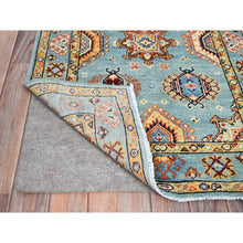 Load image into Gallery viewer, 2&#39;8&quot;x4&#39; French Pass Blue, Vegetable Dyes, Hand Knotted, Special Kazak All Over Motifs, Super Fine Wool and Weave, Oriental Rug FWR518772