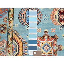 Load image into Gallery viewer, 2&#39;8&quot;x4&#39; French Pass Blue, Vegetable Dyes, Hand Knotted, Special Kazak All Over Motifs, Super Fine Wool and Weave, Oriental Rug FWR518772