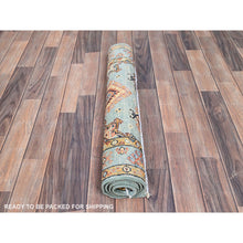 Load image into Gallery viewer, 2&#39;8&quot;x4&#39; French Pass Blue, Vegetable Dyes, Hand Knotted, Special Kazak All Over Motifs, Super Fine Wool and Weave, Oriental Rug FWR518772