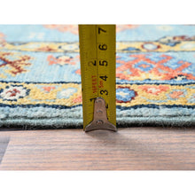 Load image into Gallery viewer, 2&#39;8&quot;x4&#39; French Pass Blue, Vegetable Dyes, Hand Knotted, Special Kazak All Over Motifs, Super Fine Wool and Weave, Oriental Rug FWR518772
