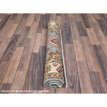 Load image into Gallery viewer, 3&#39;x5&#39; Antarctica Gray and Papaya Whip White, Vegetable Dyes, Dense Weave 100% Wool, Hand Knotted Afghan Special Kazak with All Over Geometric Medallions, Oriental Rug FWR518778