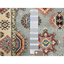 Load image into Gallery viewer, 2&#39;10&quot;x4&#39;7&quot; Nimbus Cloud Gray, Vibrant Wool, Natural Dyes Afghan Special Kazak And All Over Elements, Oriental Dense Weave Rug FWR518796