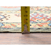 Load image into Gallery viewer, 2&#39;10&quot;x4&#39;7&quot; Nimbus Cloud Gray, Vibrant Wool, Natural Dyes Afghan Special Kazak And All Over Elements, Oriental Dense Weave Rug FWR518796