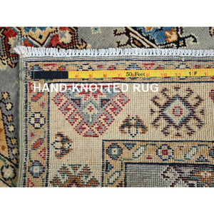 2'10"x4'7" Nimbus Cloud Gray, Vibrant Wool, Natural Dyes Afghan Special Kazak And All Over Elements, Oriental Dense Weave Rug FWR518796