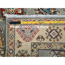 Load image into Gallery viewer, 2&#39;10&quot;x4&#39;7&quot; Nimbus Cloud Gray, Vibrant Wool, Natural Dyes Afghan Special Kazak And All Over Elements, Oriental Dense Weave Rug FWR518796