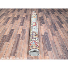 Load image into Gallery viewer, 5&#39;7&quot;x7&#39;5&quot; Poolhouse Gray And Gnocchi Beige, Special Kazak, Geometric Design, Hand Knotted 100% Wool Densely Woven Vegetable Dyes Oriental Rug FWR518820