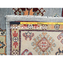 Load image into Gallery viewer, 5&#39;7&quot;x7&#39;5&quot; Poolhouse Gray And Gnocchi Beige, Special Kazak, Geometric Design, Hand Knotted 100% Wool Densely Woven Vegetable Dyes Oriental Rug FWR518820