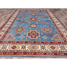Load image into Gallery viewer, 10&#39;x13&#39;8&quot; Crystal Teal Blue, Afghan Special Kazak With All Over Medallions, Natural Dyes, Hand Knotted, Dense Weave Natural Wool, Oriental Rug FWR518850