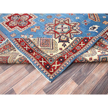 Load image into Gallery viewer, 10&#39;x13&#39;8&quot; Crystal Teal Blue, Afghan Special Kazak With All Over Medallions, Natural Dyes, Hand Knotted, Dense Weave Natural Wool, Oriental Rug FWR518850