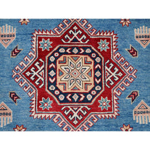Load image into Gallery viewer, 10&#39;x13&#39;8&quot; Crystal Teal Blue, Afghan Special Kazak With All Over Medallions, Natural Dyes, Hand Knotted, Dense Weave Natural Wool, Oriental Rug FWR518850
