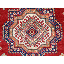 Load image into Gallery viewer, 9&#39;x9&#39; Rufous Red, Denser Weave Special Kazak Geometric Design, Vegetable Dyes And Natural Wool, Hand Knotted Round Oriental Rug FWR518856