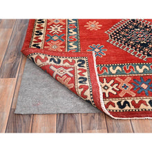 Load image into Gallery viewer, 8&#39;1&quot;x9&#39;9&quot; Currant Red, Dense Weave Special Kazak With All Over Medallions, Vegetable Dyes, Extra Soft Wool Hand Knotted, Oriental Rug FWR518868