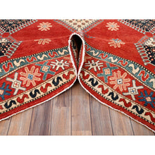Load image into Gallery viewer, 8&#39;1&quot;x9&#39;9&quot; Currant Red, Dense Weave Special Kazak With All Over Medallions, Vegetable Dyes, Extra Soft Wool Hand Knotted, Oriental Rug FWR518868