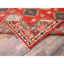 Load image into Gallery viewer, 8&#39;1&quot;x9&#39;9&quot; Currant Red, Dense Weave Special Kazak With All Over Medallions, Vegetable Dyes, Extra Soft Wool Hand Knotted, Oriental Rug FWR518868