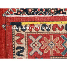 Load image into Gallery viewer, 8&#39;1&quot;x9&#39;9&quot; Currant Red, Dense Weave Special Kazak With All Over Medallions, Vegetable Dyes, Extra Soft Wool Hand Knotted, Oriental Rug FWR518868
