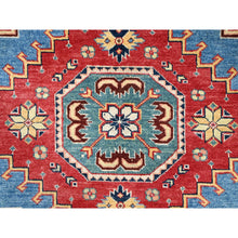 Load image into Gallery viewer, 9&#39;2&quot;x11&#39;4&quot; Cobalt Glaze Blue, Special Kazak With Geometric Medallion Design, Hand Knotted, Natural Dyes, Soft Wool Oriental Rug FWR518880
