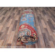 Load image into Gallery viewer, 9&#39;2&quot;x11&#39;4&quot; Cobalt Glaze Blue, Special Kazak With Geometric Medallion Design, Hand Knotted, Natural Dyes, Soft Wool Oriental Rug FWR518880