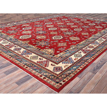 Load image into Gallery viewer, 12&#39;x15&#39;9&quot; Lattice Red, Hand Knotted Afghan Special Kazak, All Over Geometric Design,  Densely Woven, Pure Wool, Natural Dyes Oversized Oriental Rug FWR518904