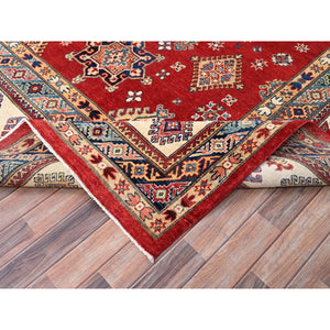 12'x15'9" Lattice Red, Hand Knotted Afghan Special Kazak, All Over Geometric Design,  Densely Woven, Pure Wool, Natural Dyes Oversized Oriental Rug FWR518904