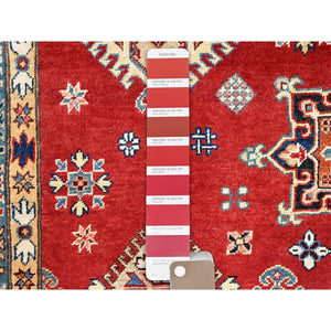12'x15'9" Lattice Red, Hand Knotted Afghan Special Kazak, All Over Geometric Design,  Densely Woven, Pure Wool, Natural Dyes Oversized Oriental Rug FWR518904