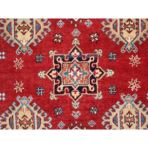 12'x15'9" Lattice Red, Hand Knotted Afghan Special Kazak, All Over Geometric Design,  Densely Woven, Pure Wool, Natural Dyes Oversized Oriental Rug FWR518904