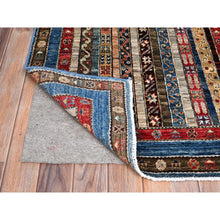 Load image into Gallery viewer, 2&#39;10&quot;x9&#39;9&quot; Frosted Almond Ivory, Colorful Dense Weave Pure Wool, Afghan Super Kazak With Shawl Design, Hand Knotted Vegetable Dyes Runner Oriental Rug FWR518916