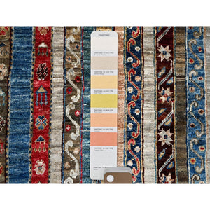 2'10"x9'9" Frosted Almond Ivory, Colorful Dense Weave Pure Wool, Afghan Super Kazak With Shawl Design, Hand Knotted Vegetable Dyes Runner Oriental Rug FWR518916