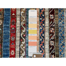 Load image into Gallery viewer, 2&#39;10&quot;x9&#39;9&quot; Frosted Almond Ivory, Colorful Dense Weave Pure Wool, Afghan Super Kazak with Shawl Design, Hand Knotted Vegetable Dyes Runner Oriental Rug FWR518916