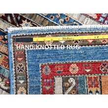 Load image into Gallery viewer, 2&#39;10&quot;x9&#39;9&quot; Frosted Almond Ivory, Colorful Dense Weave Pure Wool, Afghan Super Kazak With Shawl Design, Hand Knotted Vegetable Dyes Runner Oriental Rug FWR518916