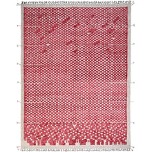 Load image into Gallery viewer, 9&#39;1&quot;x12&#39;5&quot; Chilli Pepper Red With Narrow Border, Hand Knotted, 100% Wool, All Over Grid Design, Marmoucha Inspired Moroccan Oriental Rug FWR519000