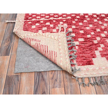 Load image into Gallery viewer, 9&#39;1&quot;x12&#39;5&quot; Chilli Pepper Red With Narrow Border, Hand Knotted, 100% Wool, All Over Grid Design, Marmoucha Inspired Moroccan Oriental Rug FWR519000