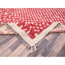 Load image into Gallery viewer, 9&#39;1&quot;x12&#39;5&quot; Chilli Pepper Red With Narrow Border, Hand Knotted, 100% Wool, All Over Grid Design, Marmoucha Inspired Moroccan Oriental Rug FWR519000