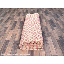 Load image into Gallery viewer, 9&#39;1&quot;x12&#39;5&quot; Chilli Pepper Red With Narrow Border, Hand Knotted, 100% Wool, All Over Grid Design, Marmoucha Inspired Moroccan Oriental Rug FWR519000