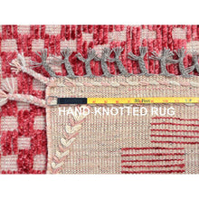 Load image into Gallery viewer, 9&#39;1&quot;x12&#39;5&quot; Chilli Pepper Red With Narrow Border, Hand Knotted, 100% Wool, All Over Grid Design, Marmoucha Inspired Moroccan Oriental Rug FWR519000