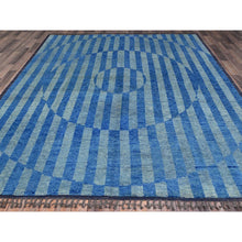 Load image into Gallery viewer, 8&#39;3&quot;x10&#39;5&quot; Storm Blue With Modern Circular Design, Beni Ourain Moroccan Inspired Design, Extra Soft Wool, Natural Dyes, Hand Knotted Oriental Rug FWR519006