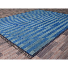 Load image into Gallery viewer, 8&#39;3&quot;x10&#39;5&quot; Storm Blue With Modern Circular Design, Beni Ourain Moroccan Inspired Design, Extra Soft Wool, Natural Dyes, Hand Knotted Oriental Rug FWR519006