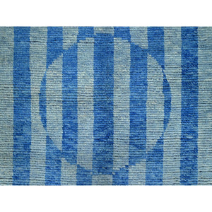 8'3"x10'5" Storm Blue With Modern Circular Design, Beni Ourain Moroccan Inspired Design, Extra Soft Wool, Natural Dyes, Hand Knotted Oriental Rug FWR519006