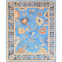 Load image into Gallery viewer, 8&#39;4&quot;x10&#39;5&quot; Bonnie Blue With Wide Borders, Hand Knotted, All Natural Wool, Vegetable Dyes, Vibrant Colors, Afghan Supple Collection, Durable Oushak Oriental Rug FWR519024