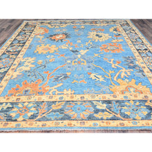 Load image into Gallery viewer, 8&#39;4&quot;x10&#39;5&quot; Bonnie Blue With Wide Borders, Hand Knotted, All Natural Wool, Vegetable Dyes, Vibrant Colors, Afghan Supple Collection, Durable Oushak Oriental Rug FWR519024