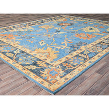 Load image into Gallery viewer, 8&#39;4&quot;x10&#39;5&quot; Bonnie Blue With Wide Borders, Hand Knotted, All Natural Wool, Vegetable Dyes, Vibrant Colors, Afghan Supple Collection, Durable Oushak Oriental Rug FWR519024